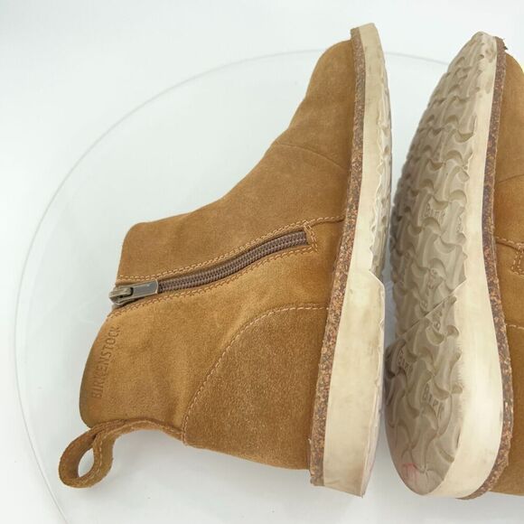 Birkenstock Melrose Ankle Boots Women's Size 37 6 Brown  Suede Leather Side Zip - Picture 9 of 16